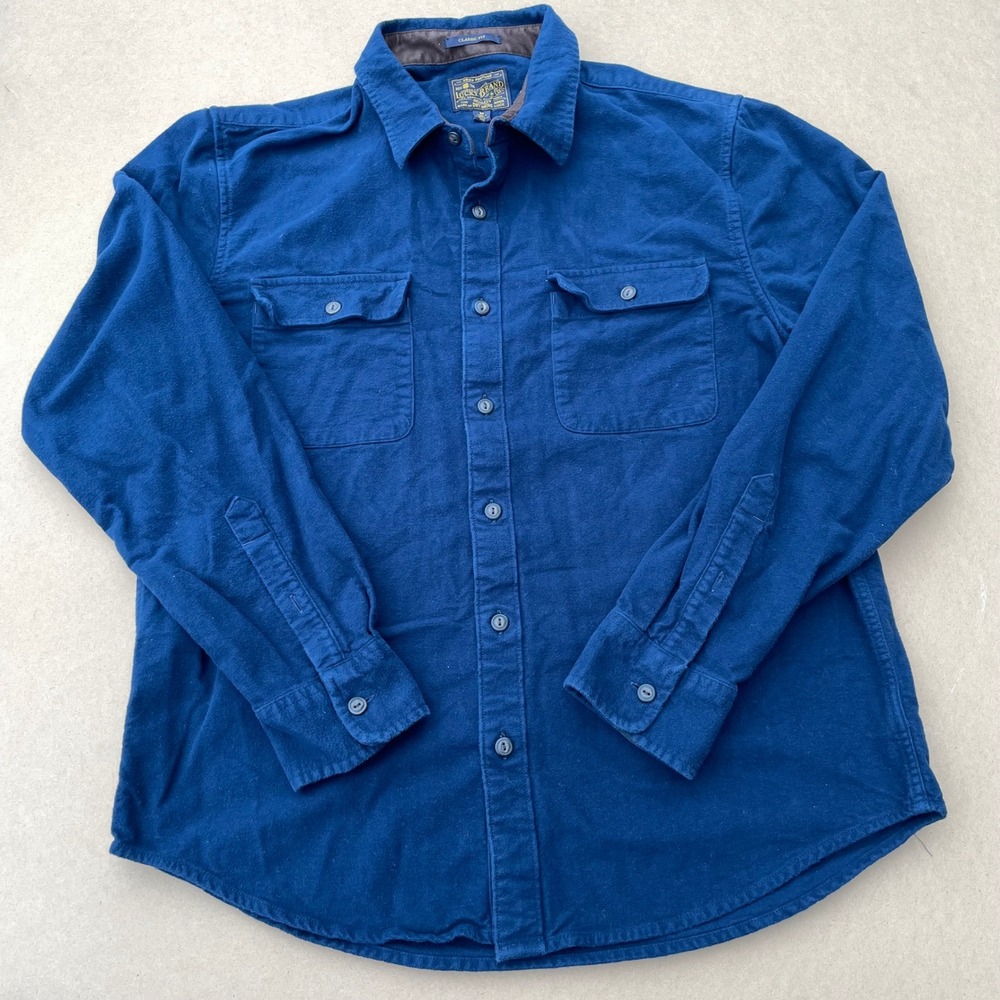 Lucky Brand Flannel Shirt Mens Medium Blue Casual Workwear Cotton Long Sleeve
